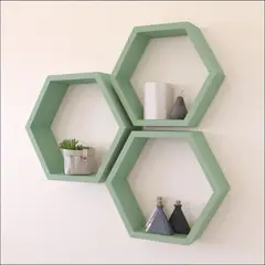 NACIONAL - Repisa Hexagonal Flotante Pack x 3UND Iguales - FAMUZE