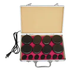 OEM - Kit Piedras Volcánicas Calientes con Maletín Eléctrico 16 Pzs Spa