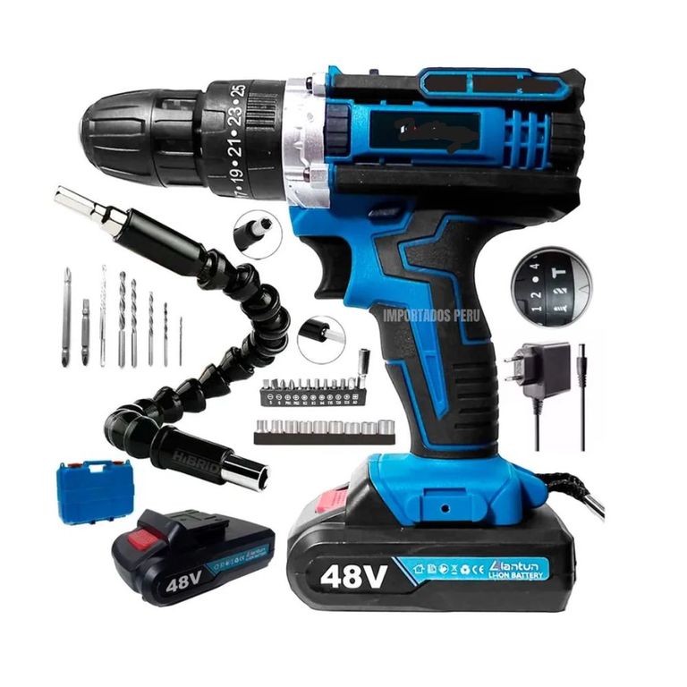 Taladro 3en1 Inalámbrico Percutor 48v C Doble Bateria