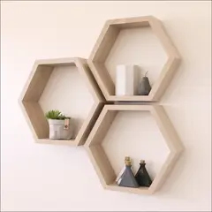 NACIONAL - Repisa Hexagonal Flotante Pack x 3UND Iguales - FAMUZE