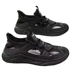 TIOZONEY - Sandalias abiertas para hombre-Negro