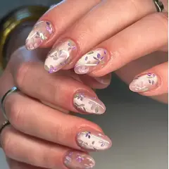 GENERICO - Uñas Press On - Cat eye flores - Set de 26 piezas