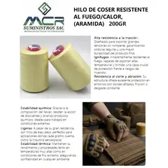 GENERICO - HILO DE COSER RESISTENTE AL FUEGOCALOR ARAMIDA 200gr