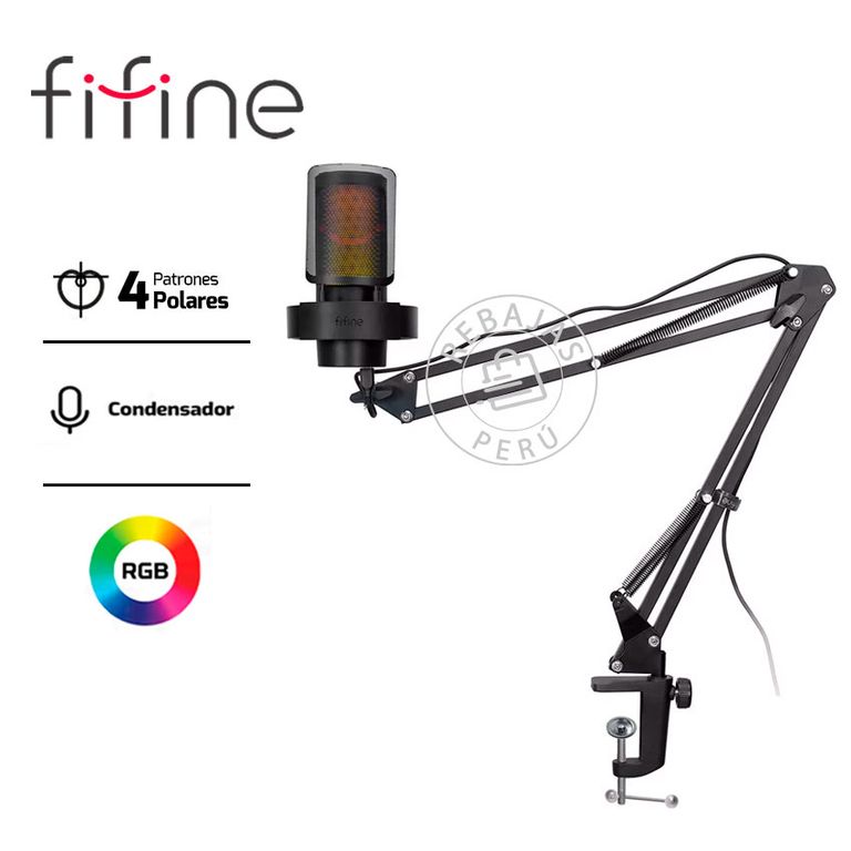 Micrófono A8T Condensador con Brazo USB C RGB Mute