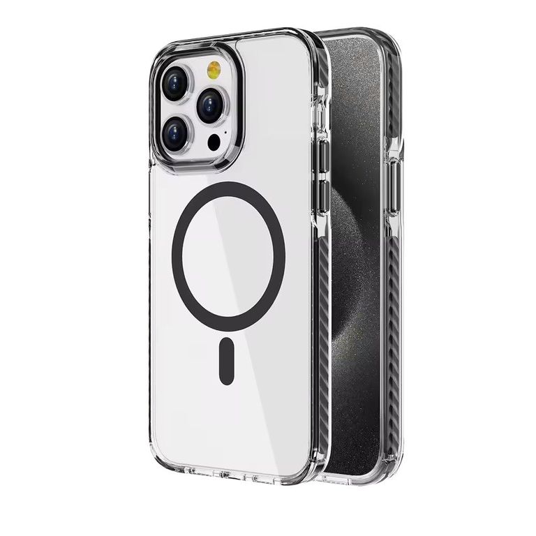 Case Funda protectora magnética transparente para iPhone 15 pro Negro