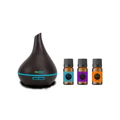 GENERICO - Humificador Difusor + Pack 3 Aceite Esencial De Eucalipto, Lavanda Y Naranja Biozenze
