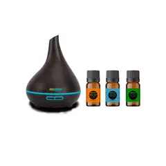 GENERICO - Humificador Difusor + Pack 3 Aceite Esencial De Menta, Naranja Y Eucalipto Biozenze