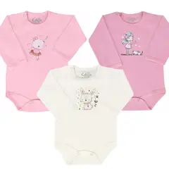 GENERICO - Set 3 Bodys Manga larga 100% algodón - M08