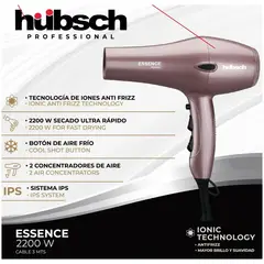 HUBSCH - Secador de cabello Profesional ESSENCE-rosa metálico