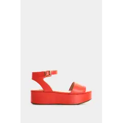 VELEZ - Vélez Sandalia Plataforma De Cuero Para Mujer Soren Rojo