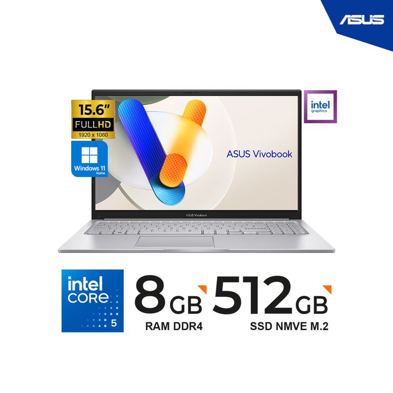 LAPTOP VIVOBOOK X1504VA-NJ686W CORE 5-120U, 8GB, 512GB SSD 15,6" FHD WIN 11 HOME, SILVER