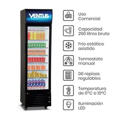VENTUS - Visicooler 290 Litros Monopuerta Negro LG-290LED