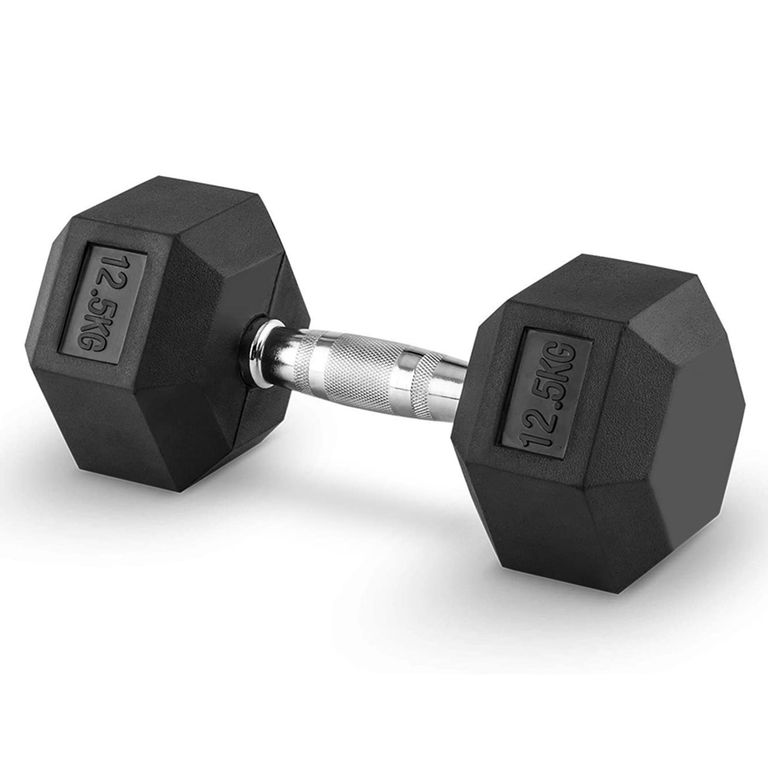 Mancuernas Hexagonales De Caucho par - 125kg Color Negro