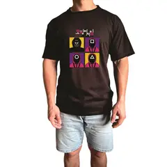 GENERICO - Polo Hombre manga corta diseño juegos del calamar - Negro