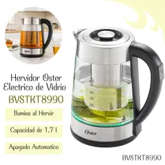 OSTER - Hervidor Eléctrico de Vidrio BVSTKT8990 - AceroNegro
