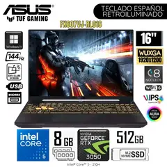 ASUS - Laptop TUF Gaming FX607VJ-RL016 Intel Core 5-210H 8GB RAM 512GB SSD RTX3050-6GB 16" WUXGA -Gray