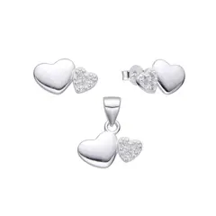 SANTORAL - Juego Corazones Brillos - Plata