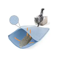 GENERICO - Alfombra para arenero de gato con rejilla doble capa celeste