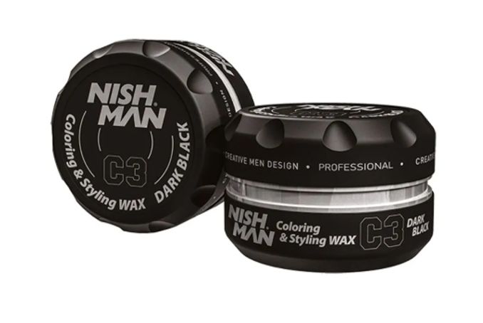 Cera para Cabello Nishman Black C3 Tiñe Canas Color Negro 100ml