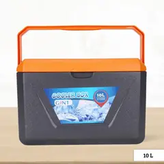 ICHIMATSU - Cooler Rectangular Gris con Tapa Naranjada 10 Litros