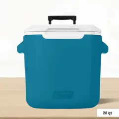 COLEMAN - Cooler Azul Oceano con Asa y Ruedas 26 Litros 28 QT