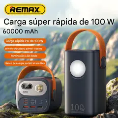 REMAX - Power Bank 60000mAh 100W Carga Rapida Laptop Celular + CABLE 2M C-C 100W