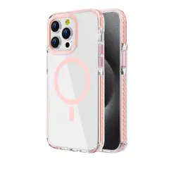 GENERICO - CaseFunda protectora magnética transparente para Iphone 15promax -Rosa