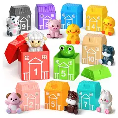 GENERICO - Set Didactico Mini Animales de Granja con Casitas