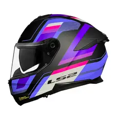 LS2 - CASCO MOTO FF808 VINTAGE NEGRO MATE PURPURA TALLA