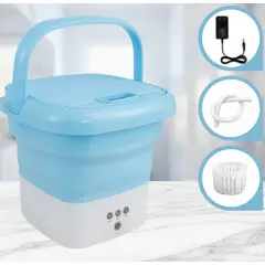 GENERICO - Mini Lavadora Plegable Centrifugado - Celeste