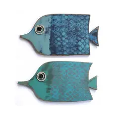 BOSQUE INVERNAL DECORACION ECO ALTERNATIVA - Dúo de peces medianos de pared Vintage