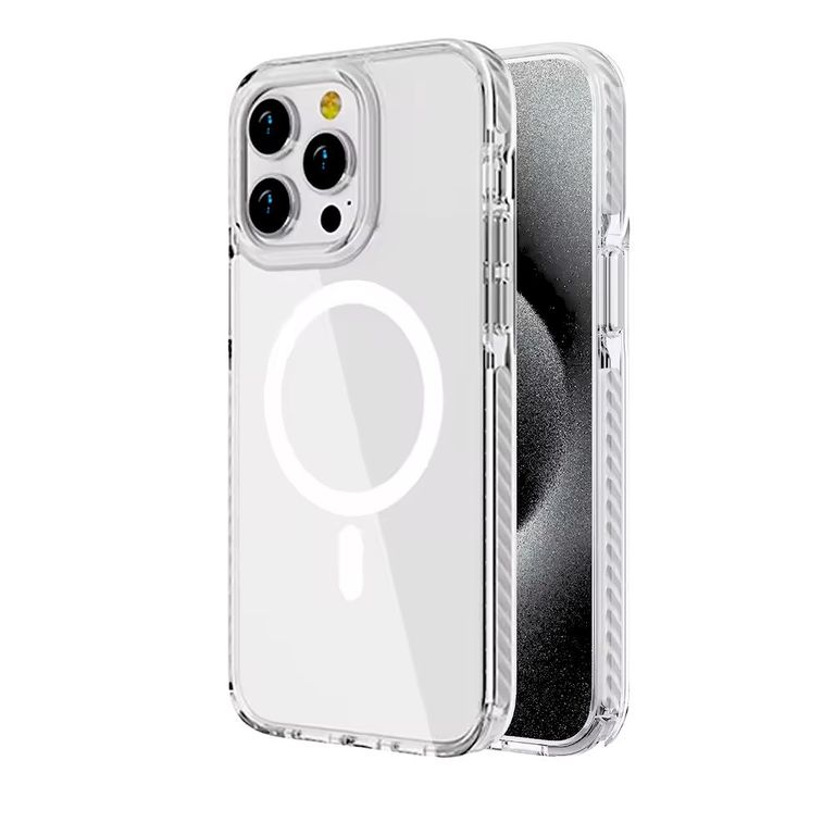 Case Funda protectora magnética transparente para Iphone 15 - Gris