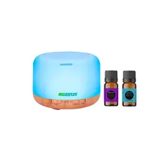 GENERICO - Aromatizador Difusor De Aromas 7 Colores - 818 Claro + Pack 2 Aceite Esencial De Lavanda Y Eucalipto Biozenze