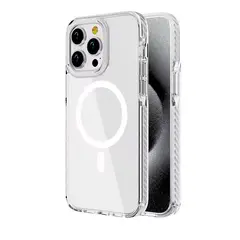 GENERICO - CaseFunda protectora magnética transparente para Iphone15 promax- Gris