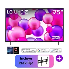 LG - TELEVISOR 75 75UA8000PSB SMART TV UHD 4K THINQ AI 2025 + RACK FIJO