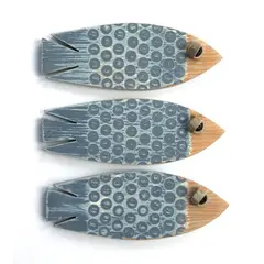 BOSQUE INVERNAL DECORACION ECO ALTERNATIVA - Trio de peces de pared de ojos cansinos en alto relieve