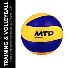 GENERICO - Pelota De Vóley Pu Premium Espiral Azul y Amarillo - MTD