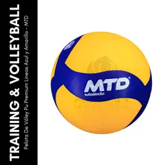 GENERICO - Pelota De Vóley Pu Premium Lineas Azul y Amarillo - MTD