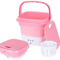 GENERICO - Mini Lavadora Plegable Centrifugado - Rosado