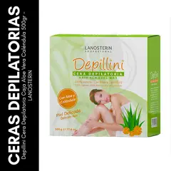 GENERICO - Depillini Cera Depilatoria Caja Aloe Vera Caléndula 500gr - LANOSTERIN