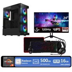 RYZEN - Computadora Pc AMD 3 3200g RAM 16GB SSD 500GB Monitor 24 Full HD
