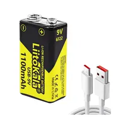 LIITOKALA - Pila Recargable 9V 1100mAh USB Tipo C