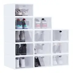 U BUY - Cajas Organizadoras 12 Piezas Apilables Para Zapatos Blanco