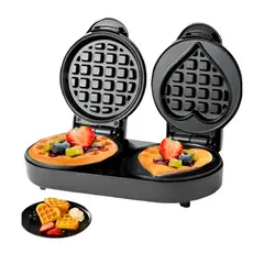 GENERICO - Waflera Electrica De Figuras 2en1 Antiadherente Negro