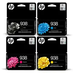 HP - Kit de Tintas Originales 938 (Negro, Cian, Magenta, Amarillo)