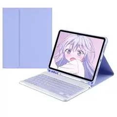 PUREPOWER - Funda con teclado de español para Galaxy Tab A7lite -morado