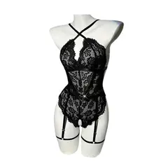 GENERICO - BODY LENCERIA SEXY DE ENCAJE PORTALIGAS