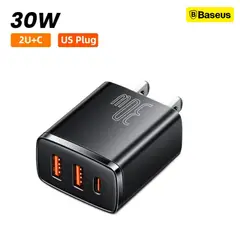 BASEUS - Cargador Rápido 30W USB-C y USB-A PD QC30