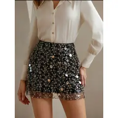 GENERICO - FALDA MINI CON LENTEJUELAS ELEGANTE