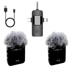 SUN - Micrófonos Inalámbricos F11-2 Negro 2 Microfonos